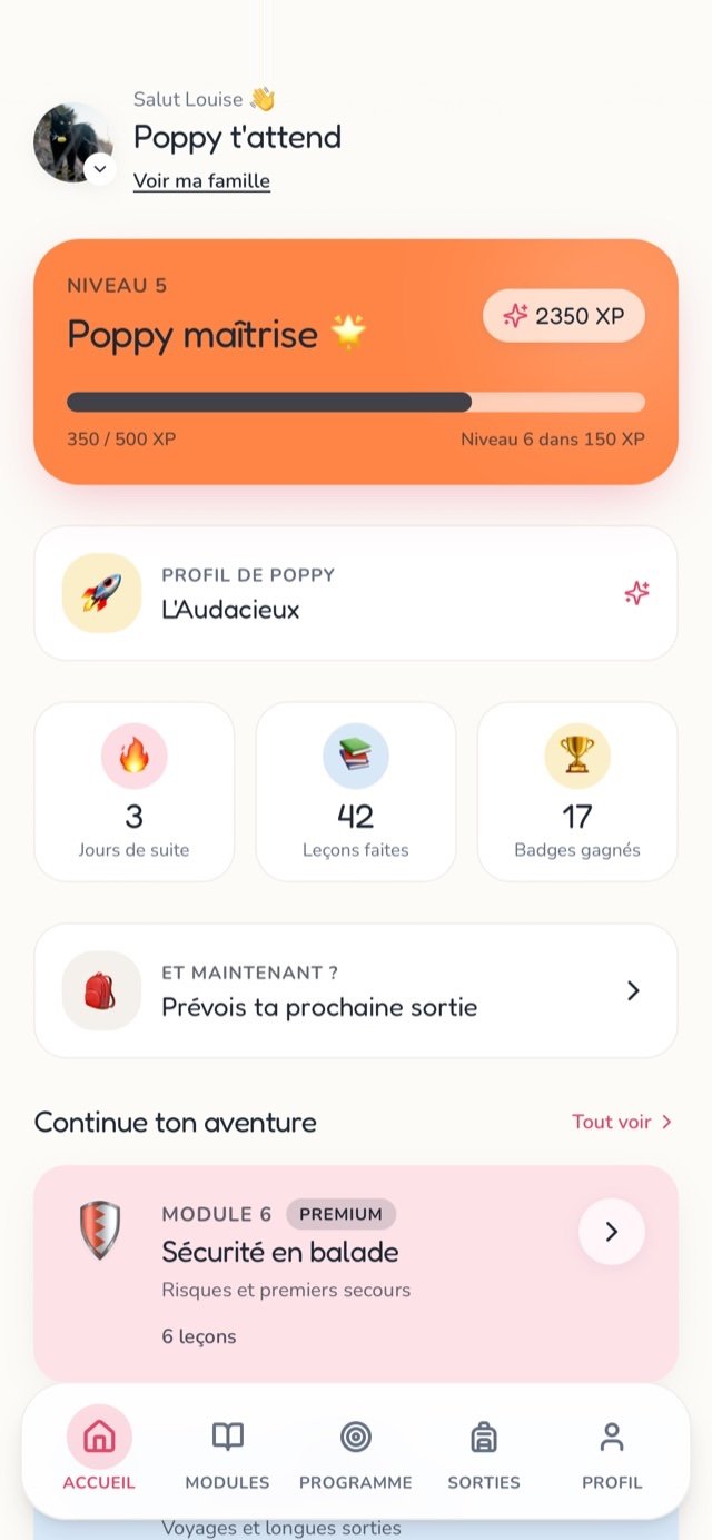Écran d’accueil de l’app Chamagotchi